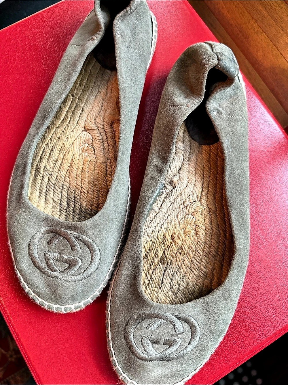 Gucci Gray Espadrille Flats